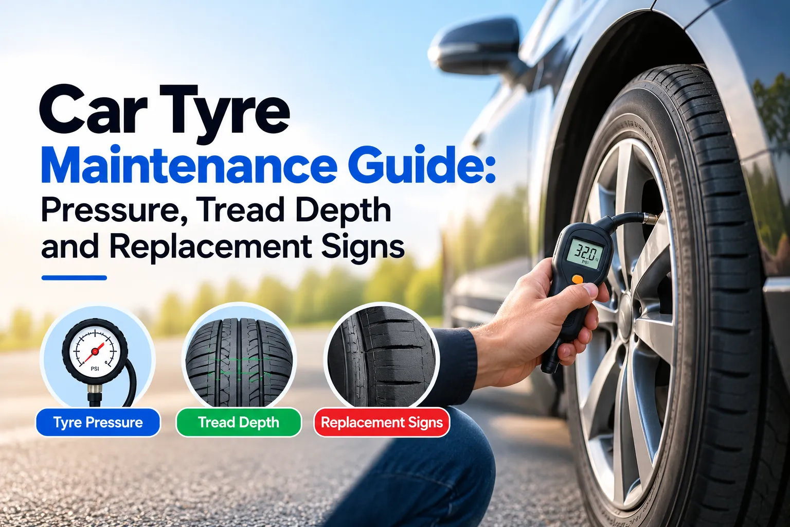 Car Tyre Maintenance Guide: Pressure, Tread Depth and Replacement Signs